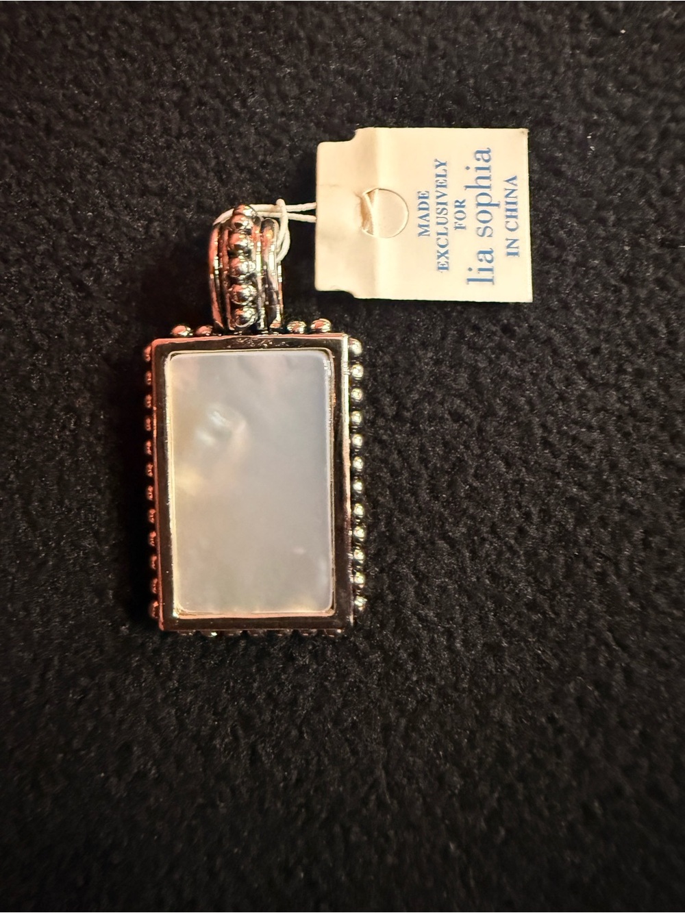 Lia Sophia Reversible Mother of Pearl Pendant Silver Tone NWOT